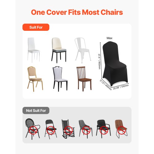 100 Pcs Black Chair Covers Polyester Spandex Chair Cover Stretch