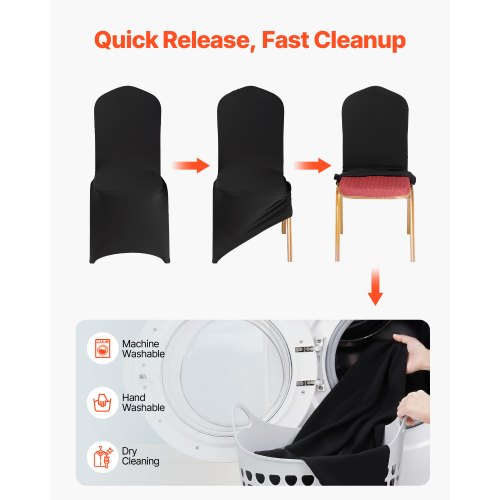 100 Pcs Black Chair Covers Polyester Spandex Chair Cover Stretch