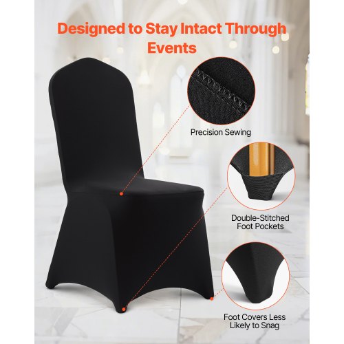 100 Pcs Black Chair Covers Polyester Spandex Chair Cover Stretch