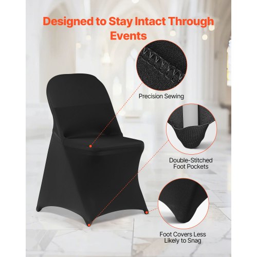 150 Pcs Black Chair Covers Polyester Spandex Cover Stretch Slipcovers For 46 2