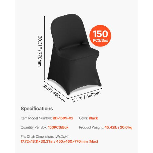 150 Pcs Black Chair Covers Polyester Spandex Cover Stretch Slipcovers For 46 2