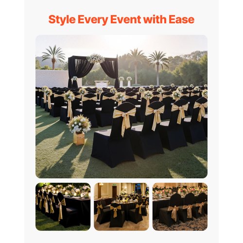 150 Pcs Black Chair Covers Polyester Spandex Cover Stretch Slipcovers For