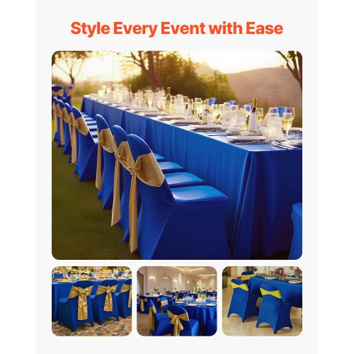 50 Pcs Blue Chair Covers Polyester Spandex Chair Cover Stretch Slipcovers