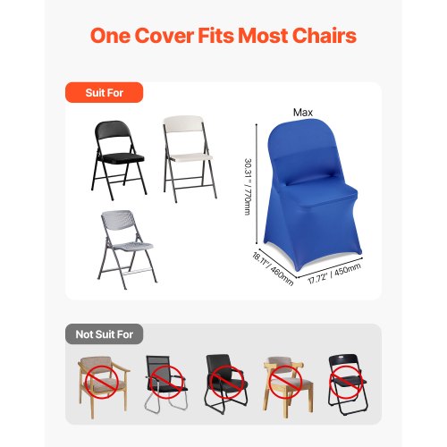 50 Pcs Blue Chair Covers Polyester Spandex Chair Cover Stretch Slipcovers