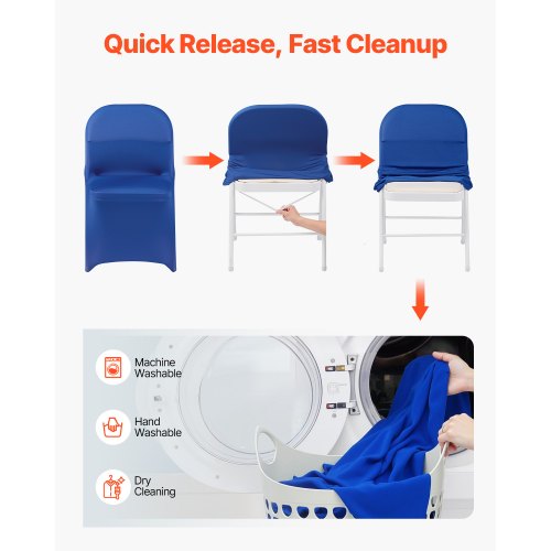 50 Pcs Blue Chair Covers Polyester Spandex Chair Cover Stretch Slipcovers