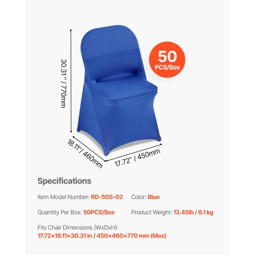 50 Pcs Blue Chair Covers Polyester Spandex Chair Cover Stretch Slipcovers
