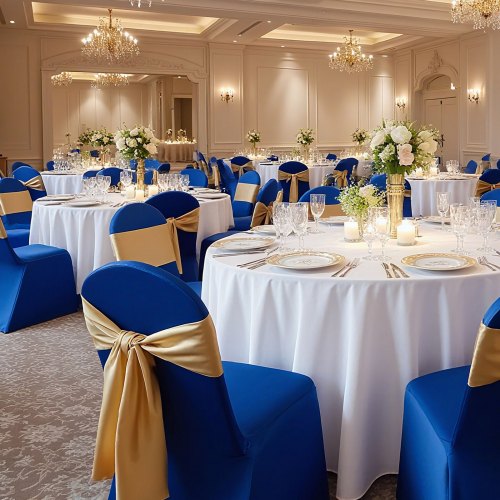 50 Pcs Blue Chair Covers Polyester Spandex Chair Cover Stretch Slipcovers