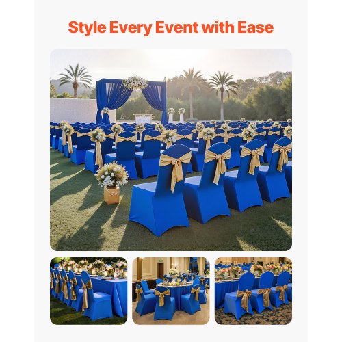 50 Pcs Royal Blue Chair Covers Polyester Spandex Chair Cover Stretch