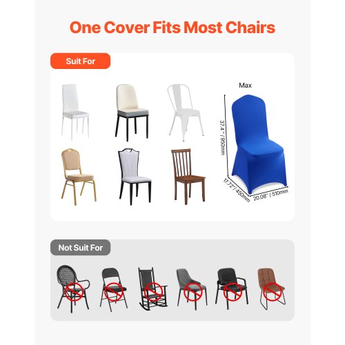 50 Pcs Royal Blue Chair Covers Polyester Spandex Chair Cover Stretch