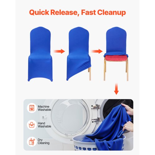 50 Pcs Royal Blue Chair Covers Polyester Spandex Chair Cover Stretch