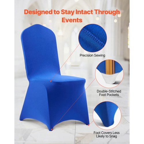 50 Pcs Royal Blue Chair Covers Polyester Spandex Chair Cover Stretch