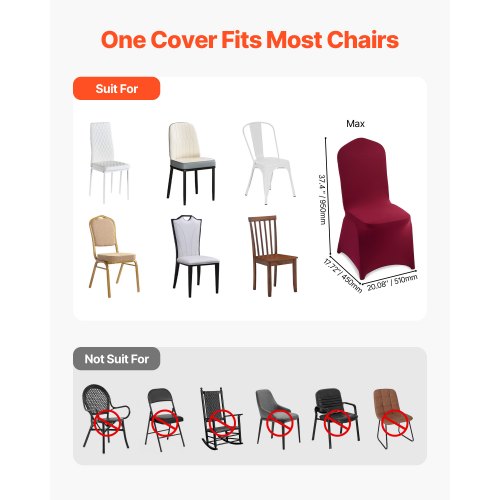 50 Pcs Burgundy Chair Covers Polyester Spandex Chair Cover Stretch