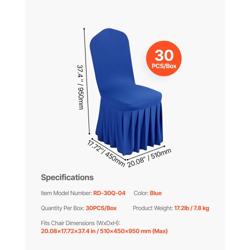 30 Pcs Blue Chair Covers Polyester Spandex Chair Cover Stretch Slipcovers