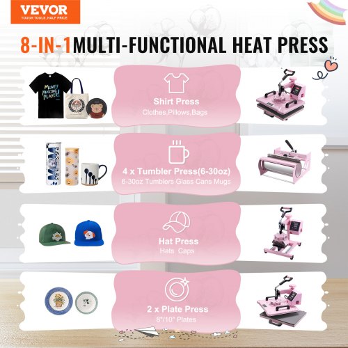 Heat Press Machine 12 x 15 inch 5 in 1 Heat Transfer Machine with 30 oz