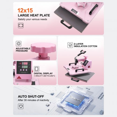 Heat Press Machine 12 x 15 inch 5 in 1 Heat Transfer Machine with 30 oz