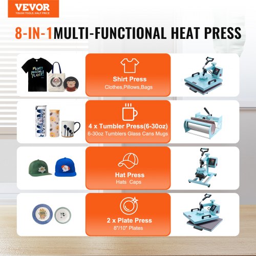 Heat Press Machine 15 x 15 inch 5 in 1 Heat Transfer Machine with 30 oz