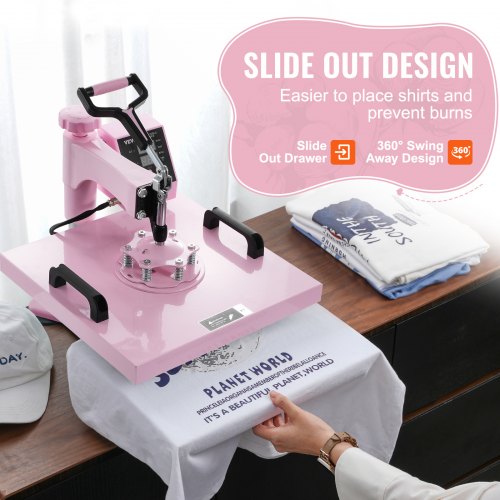 Heat Press Machine 15x15 in 5 in 1 with 30oz Tumbler Press TShirts Pink