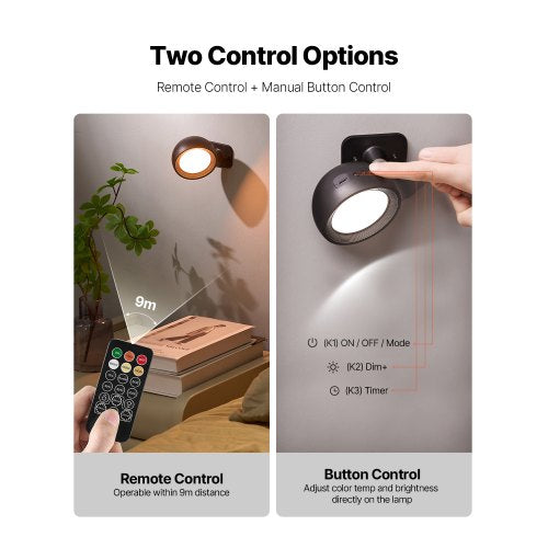 2PCS LED Wall Sconces Rechargeable Battery Operated Wall Sconces Lamps