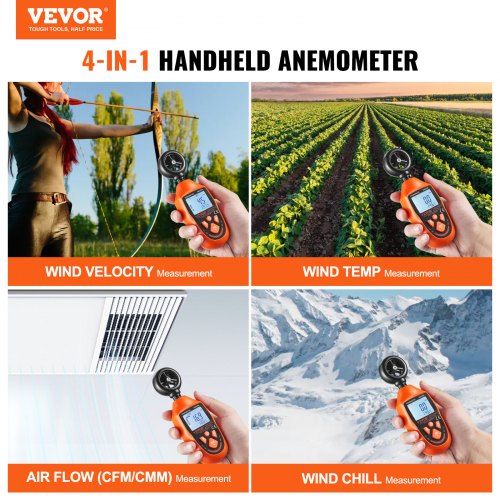 Handheld Anemometer 14113 Digital Wind Speed Meter Gauge with LED