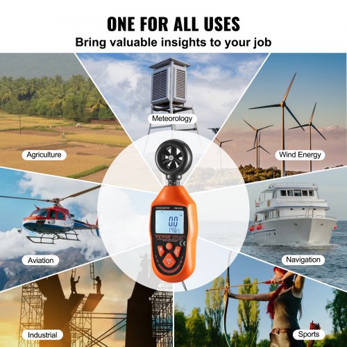Handheld Anemometer 14113 Digital Wind Speed Meter Gauge with LED