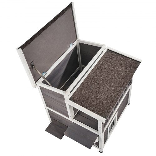 Outdoor Cat House Weatherproof Feral Cat Shelter for Multiple Cats 2story