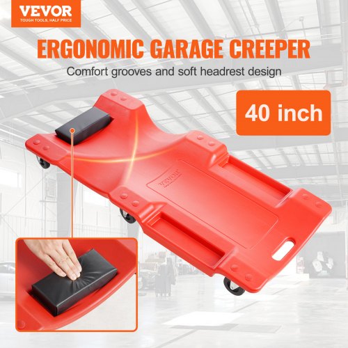 Mechanic Plastic Creeper 40Inch 350 lbs Capacity Automotive Rolling