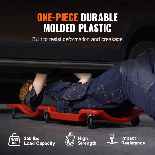 Mechanic Plastic Creeper 40Inch 350 lbs Capacity Automotive Rolling