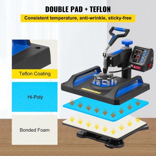 Heat Press Machine 12 x 15 Inches Fast Heating 360 Swing Away Digital
