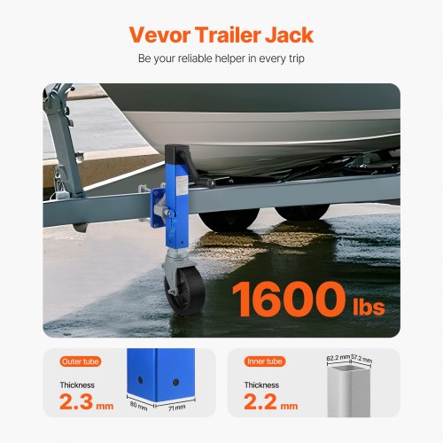 Trailer Jack with Wheel 1600 lbs Heavy Duty Swivel Boat Trailer Jack PP
