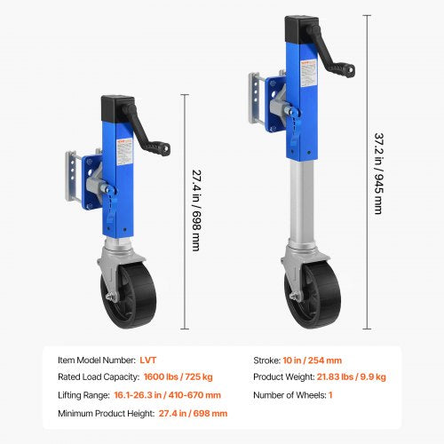 Trailer Jack with Wheel 1600 lbs Heavy Duty Swivel Boat Trailer Jack PP