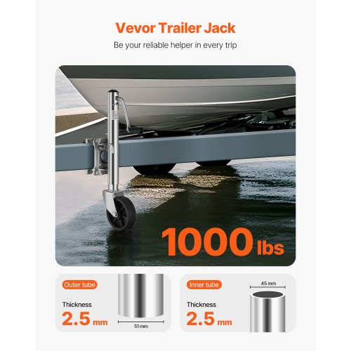 Trailer Jack with Wheel 1000 lbs Load Capacity Heavy Duty Swivel Boat