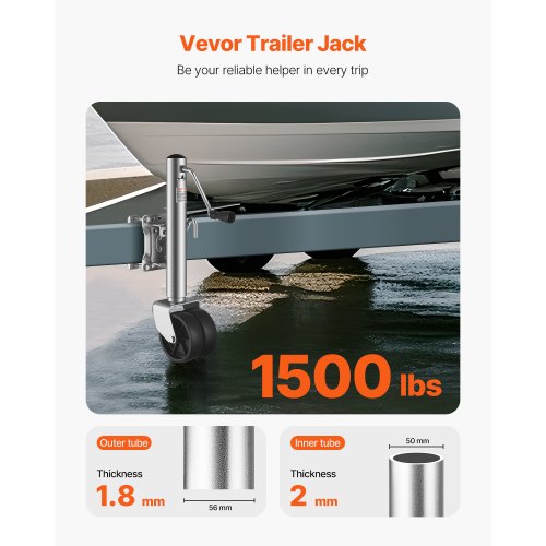Trailer Jack with Wheel 1500 lbs Load Capacity Heavy Duty Swivel Boat
