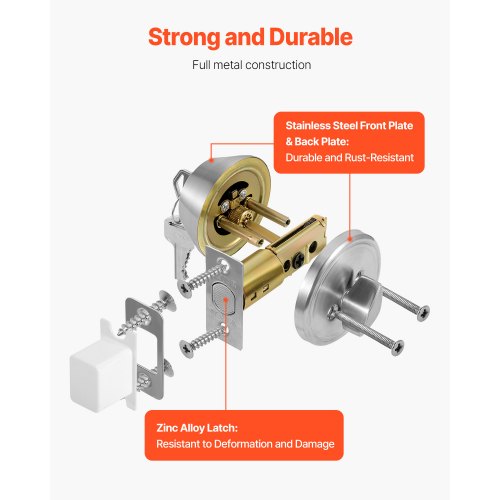Deadbolt Lock Round Single Cylinder Dead Bolt Keyed 1 Side Fits Standard
