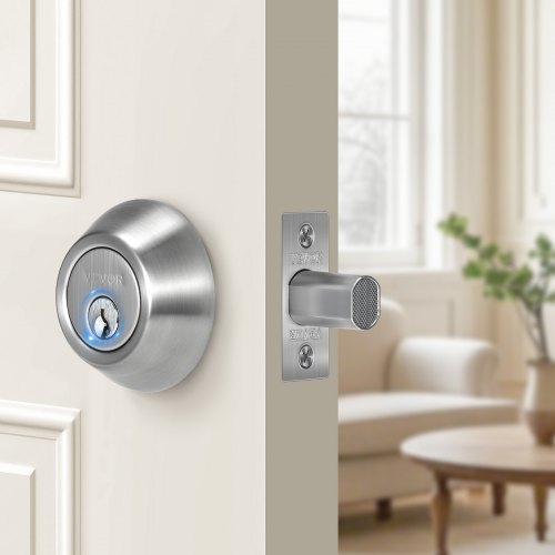 Deadbolt Lock Round Single Cylinder Dead Bolt Keyed 1 Side Fits Standard