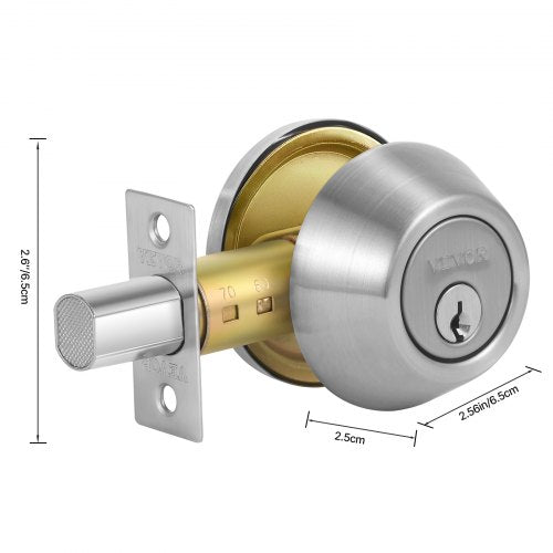 Deadbolt Lock Round Single Cylinder Dead Bolt Keyed 1 Side Fits Standard