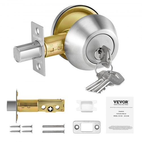 Deadbolt Lock Round Single Cylinder Dead Bolt Keyed 1 Side Fits Standard