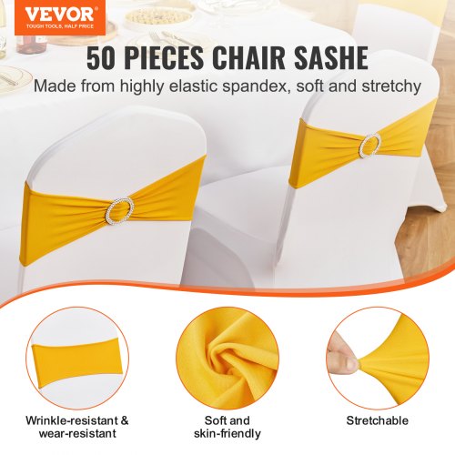 Stretch Spandex Chair Sashes Chair Slipcover and Stretch Chair Sash with Round