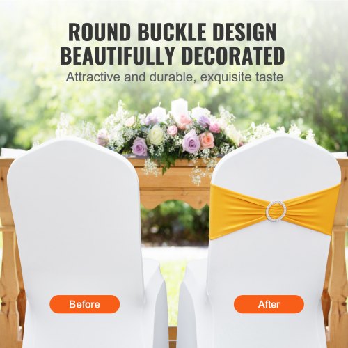 Stretch Spandex Chair Sashes Chair Slipcover and Stretch Chair Sash with Round
