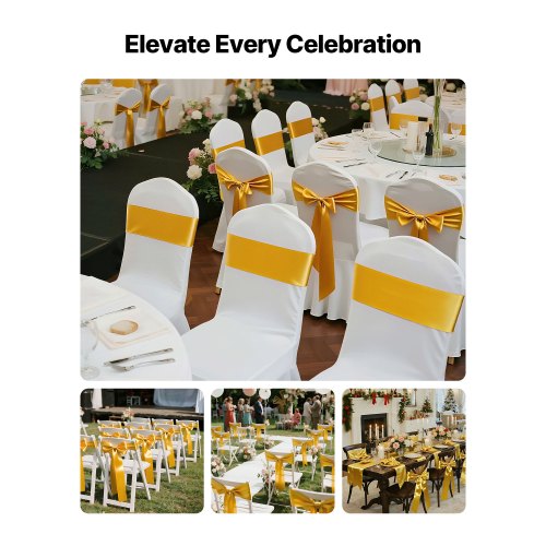 Satin Chair Sashes Bows 50PCS Chair Ribbon Ties Back Sash 7 x 108 inch