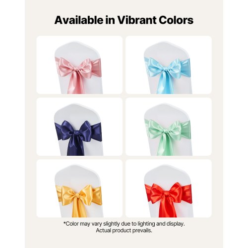 Satin Chair Sashes Bows 50PCS Chair Ribbon Ties Back Sash 7 x 108 inch