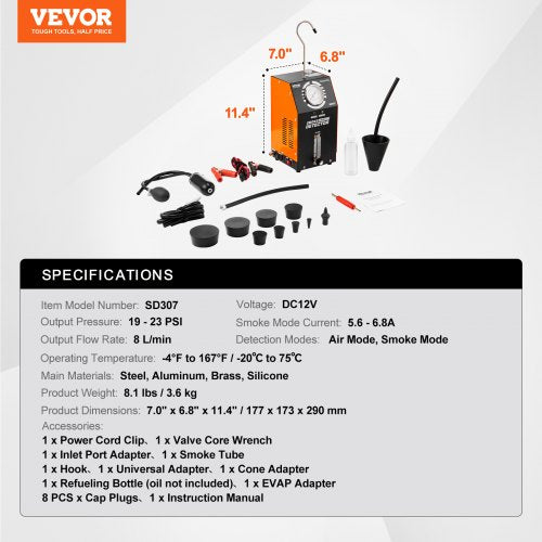Automotive Smoke Machine Leak Detector EVAP Vacuum Fuel Leak Tester
