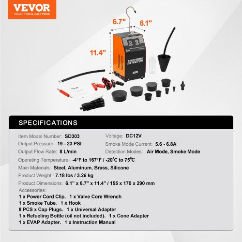Automotive Smoke Machine Leak Detector EVAP Fuel Smoke Machine Leak Tester – 8 L