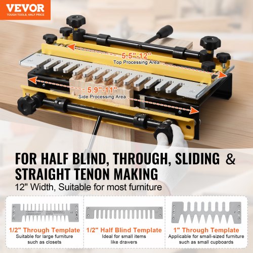 Dovetail Jig 12 in Width Dove Tailing Router Jigs with 4 Router Bits 3