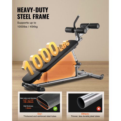 Sit Up Bench Decline Ab Bench with Reverse Crunch Handle with 4 Adjustable