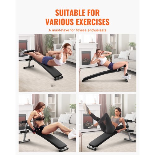 Sit Up Bench Folding Curved Decline Ab Bench with 5 Adjustable Height