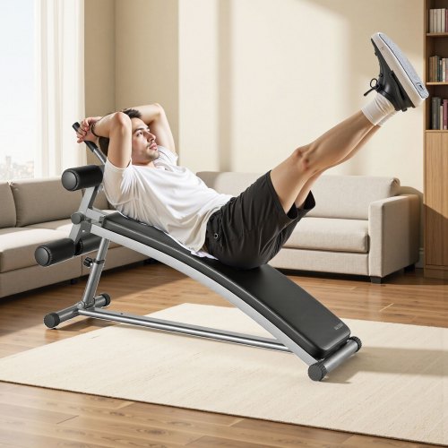 Sit Up Bench Curved Decline Ab Bench with Reverse Crunch Handle with 6