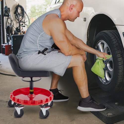 Shop Stool 300 LBS Rolling Garage Stool 22” to 26” Adjustable Height