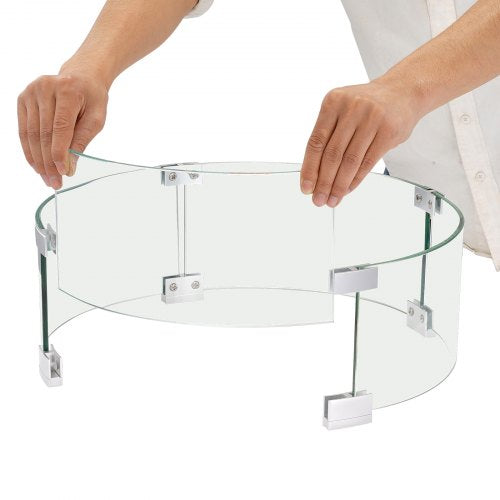 Fire Pit Wind Guard 23 x 23 x 8 Inch Glass Flame Guard Round Glass Shield
