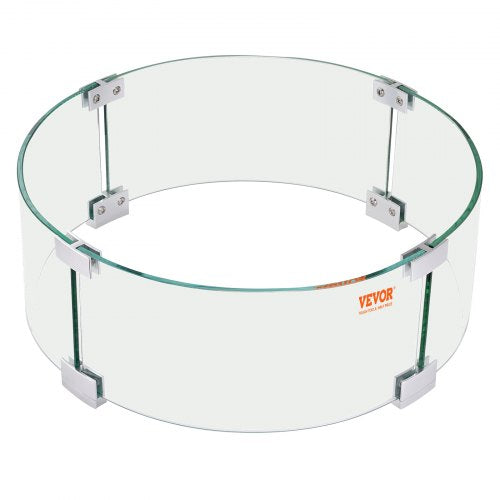Fire Pit Wind Guard 23 x 23 x 8 Inch Glass Flame Guard Round Glass Shield