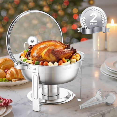 Chafing Dish Buffet Set 5 Qt 2 Pack Stainless Steel Chafer with 2 Full